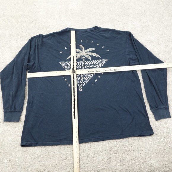 Quiksilver T-Shirt Mens XXL 2XL Black Long Sleeve Crew Neck Graphic Print - Picture 5 of 9